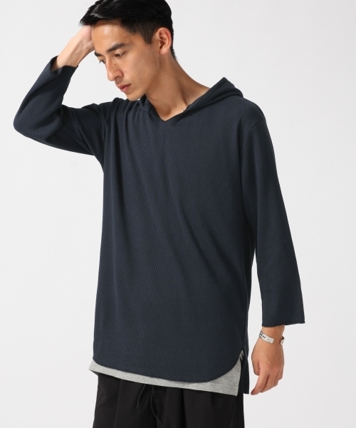 RAGEBLUE(レイジブルー)の「<トレンドのロング丈>ワッフルパーカ7分袖/730095(Tシャツ/カットソー・メンズ・ホワイト/キャメル/ブラック/グレー・LARGE/MEDIUM)」の14枚目の写真