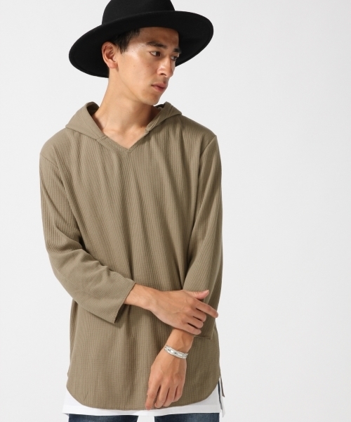 RAGEBLUE(レイジブルー)の「<トレンドのロング丈>ワッフルパーカ7分袖/730095(Tシャツ/カットソー・メンズ・ホワイト/キャメル/ブラック/グレー・LARGE/MEDIUM)」の15枚目の写真