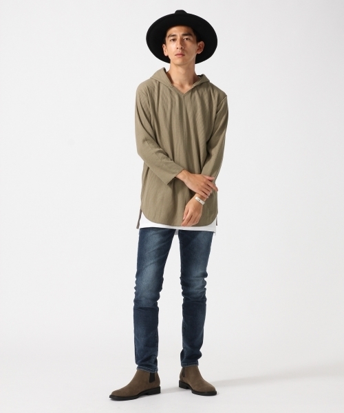 RAGEBLUE(レイジブルー)の「<トレンドのロング丈>ワッフルパーカ7分袖/730095(Tシャツ/カットソー・メンズ・ホワイト/キャメル/ブラック/グレー・LARGE/MEDIUM)」の19枚目の写真