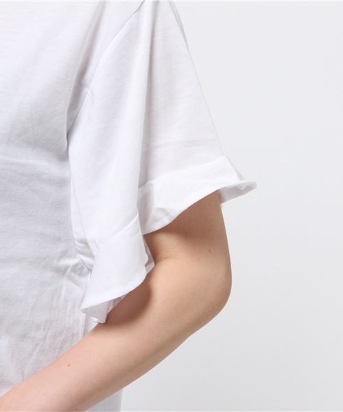 VENCEEXCHANGE(ヴァンスエクスチェンジ)の「フリルスリーブTシャツ (Tシャツ/カットソー・レディース・ブラック/レンガ/オフホワイト/グレー・MEDIUM)」の9枚目の写真