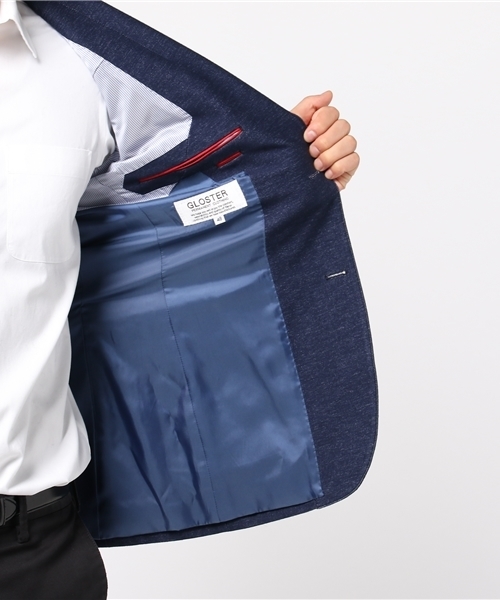 GLOSTER（グロスター）の「DENIM　ジャージジャケット（テーラードジャケット・メンズ・インディゴブルー・46/48/44）」の3枚目の写真