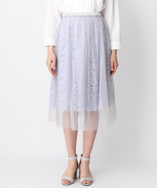 Andemiu(アンデミュウ)の「【チュールが取れる2WAY】レースXチュール2WAYスカート749708(スカート・レディース・ネイビー/ライトグレー/ピンク・FREE)」の7枚目の写真