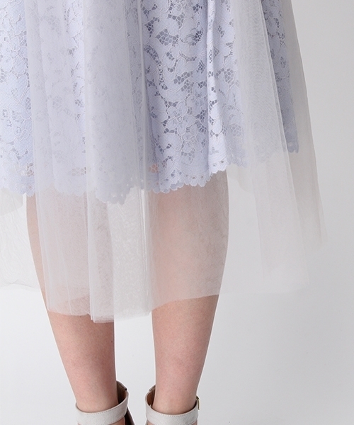 Andemiu(アンデミュウ)の「【チュールが取れる2WAY】レースXチュール2WAYスカート749708(スカート・レディース・ネイビー/ライトグレー/ピンク・FREE)」の10枚目の写真