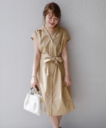 SHIPS for women | タイプライターシャツワンピースbeige/navy(シャツワンピース)