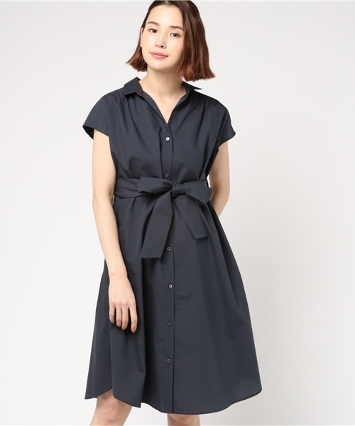 SHIPS for women(シップスフォーウィメン)の「タイプライターシャツワンピースbeige/navy(シャツワンピース・レディース・コバルトブルー/ベージュ/ベージュ系その他・36/38)」の5枚目の写真