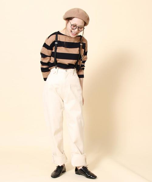 coen（コーエン）の「【新色:ベージュ/ネイビー登場・大人気・復刻】ワイドボーダーボートネックカットソー（ブラック、ライトブルー⇒WEB限定カラー（Tシャツ/カットソー・レディース・ブラック/ブラウン/ダークグリーン/ライトブルー/ネイビー/ベージュ・MEDIUM/LARGE）」の17枚目の写真