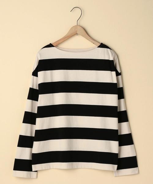 coen（コーエン）の「【新色:ベージュ/ネイビー登場・大人気・復刻】ワイドボーダーボートネックカットソー（ブラック、ライトブルー⇒WEB限定カラー（Tシャツ/カットソー・レディース・ブラック/ブラウン/ダークグリーン/ライトブルー/ネイビー/ベージュ・MEDIUM/LARGE）」の18枚目の写真