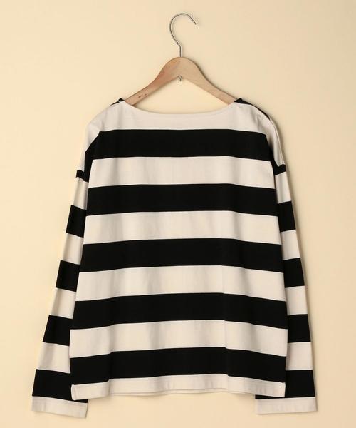 coen（コーエン）の「【新色:ベージュ/ネイビー登場・大人気・復刻】ワイドボーダーボートネックカットソー（ブラック、ライトブルー⇒WEB限定カラー（Tシャツ/カットソー・レディース・ブラック/ブラウン/ダークグリーン/ライトブルー/ネイビー/ベージュ・MEDIUM/LARGE）」の19枚目の写真