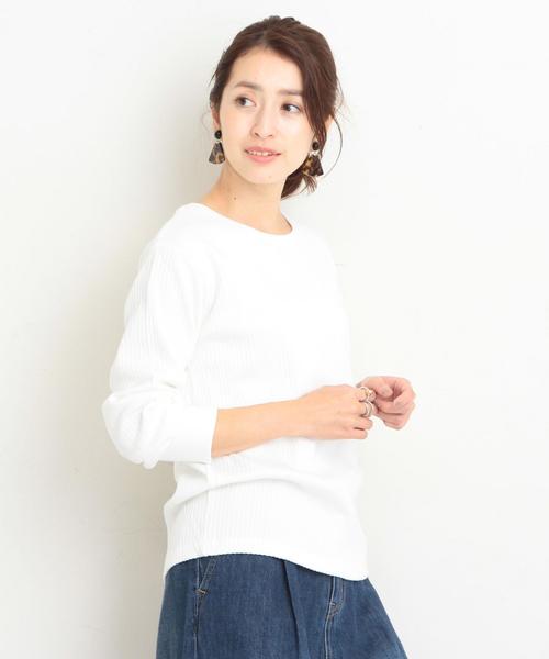 BEAUTY&YOUTH UNITED ARROWS（ビューティーアンドユースユナイテッドアローズ）の「BY ハリヌキリブ 9分袖プルオーバー ◆（Tシャツ/カットソー・レディース・ホワイト/ブラック/オリーブ・FREE）」の2枚目の写真