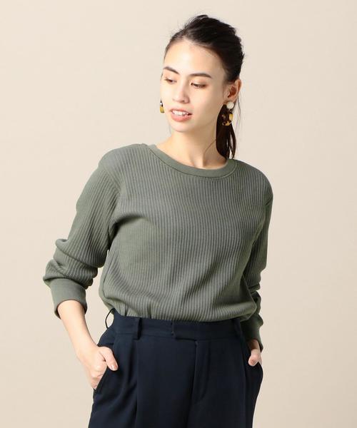 BEAUTY&YOUTH UNITED ARROWS（ビューティーアンドユースユナイテッドアローズ）の「BY ハリヌキリブ 9分袖プルオーバー ◆（Tシャツ/カットソー・レディース・ホワイト/ブラック/オリーブ・FREE）」の3枚目の写真