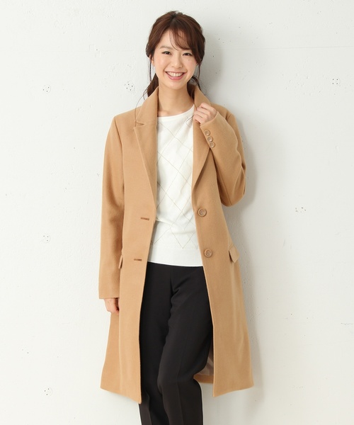 Honeys(ハニーズ)の「【キレイなシルエット】チェスターコート(チェスターコート・レディース・ブラック/ネイビー/サックスブルー/杢グレー/キャメル/ライトピンク/チャコール・L/M/LL)」の6枚目の写真