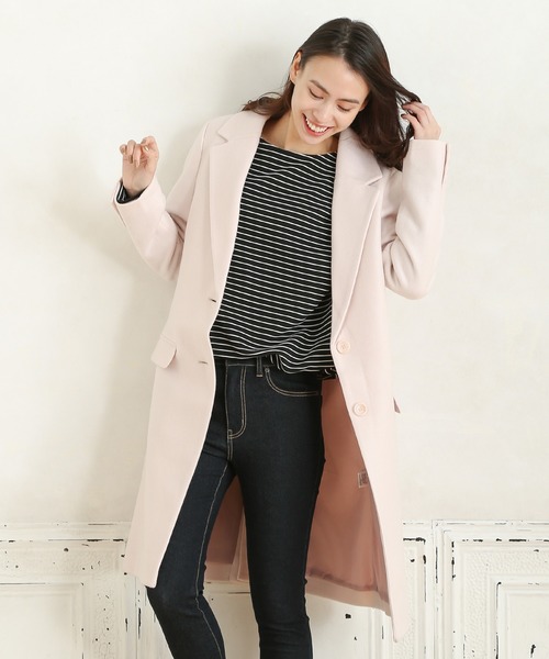 Honeys(ハニーズ)の「【キレイなシルエット】チェスターコート(チェスターコート・レディース・ブラック/ネイビー/サックスブルー/杢グレー/キャメル/ライトピンク/チャコール・L/M/LL)」の7枚目の写真