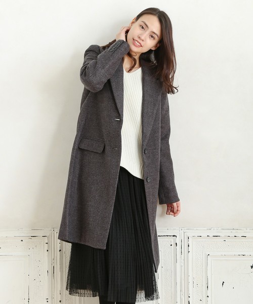 Honeys(ハニーズ)の「【キレイなシルエット】チェスターコート(チェスターコート・レディース・ブラック/ネイビー/サックスブルー/杢グレー/キャメル/ライトピンク/チャコール・L/M/LL)」の4枚目の写真