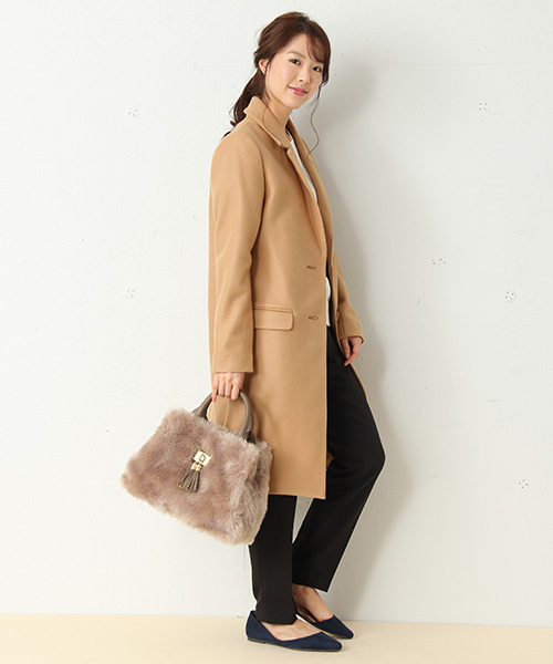 Honeys(ハニーズ)の「【キレイなシルエット】チェスターコート(チェスターコート・レディース・ブラック/ネイビー/サックスブルー/杢グレー/キャメル/ライトピンク/チャコール・L/M/LL)」の15枚目の写真