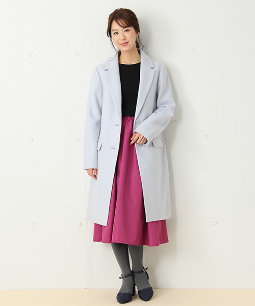 Honeys(ハニーズ)の「【キレイなシルエット】チェスターコート(チェスターコート・レディース・ブラック/ネイビー/サックスブルー/杢グレー/キャメル/ライトピンク/チャコール・L/M/LL)」の19枚目の写真