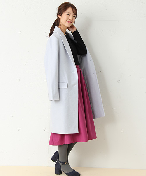 Honeys(ハニーズ)の「【キレイなシルエット】チェスターコート(チェスターコート・レディース・ブラック/ネイビー/サックスブルー/杢グレー/キャメル/ライトピンク/チャコール・L/M/LL)」の20枚目の写真