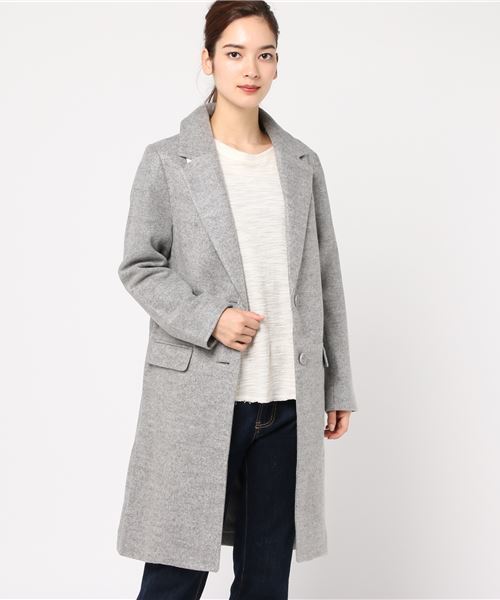 Honeys(ハニーズ)の「【キレイなシルエット】チェスターコート(チェスターコート・レディース・ブラック/ネイビー/サックスブルー/杢グレー/キャメル/ライトピンク/チャコール・L/M/LL)」の3枚目の写真