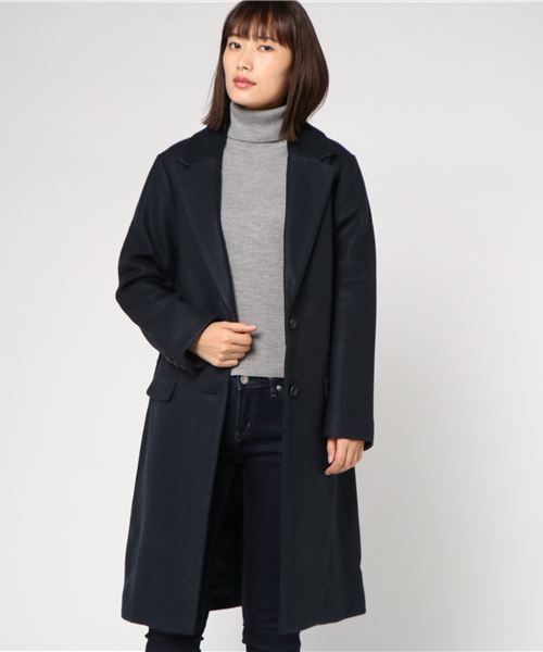 Honeys(ハニーズ)の「【キレイなシルエット】チェスターコート(チェスターコート・レディース・ブラック/ネイビー/サックスブルー/杢グレー/キャメル/ライトピンク/チャコール・L/M/LL)」の1枚目の写真