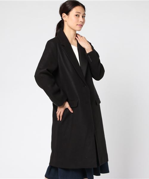 Honeys(ハニーズ)の「【キレイなシルエット】チェスターコート(チェスターコート・レディース・ブラック/ネイビー/サックスブルー/杢グレー/キャメル/ライトピンク/チャコール・L/M/LL)」の2枚目の写真