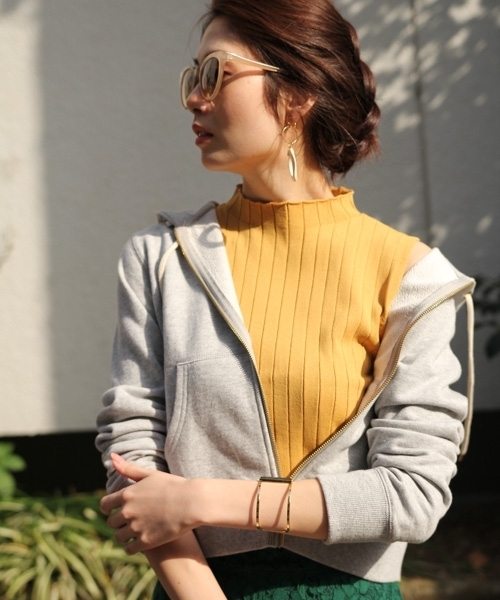 Andemiu（アンデミュウ）の「ウラケジップアップパーカー792793（パーカー・レディース・ネイビー/グリーン/杢グレー・FREE）」の7枚目の写真