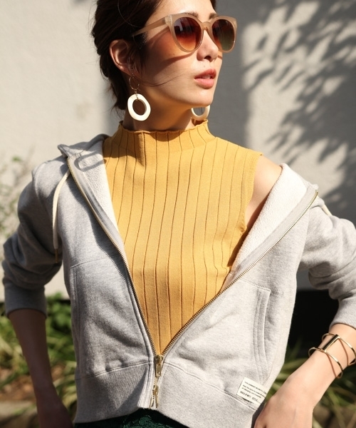 Andemiu（アンデミュウ）の「ウラケジップアップパーカー792793（パーカー・レディース・ネイビー/グリーン/杢グレー・FREE）」の4枚目の写真