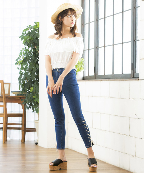 WEGO(ウィゴー)の「WEGO/スカラップコットンレースフリルオフショルブラウス(シャツ/ブラウス・レディース・ホワイト/イエロー・FREE)」の17枚目の写真