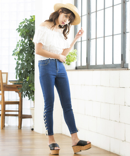 WEGO(ウィゴー)の「WEGO/スカラップコットンレースフリルオフショルブラウス(シャツ/ブラウス・レディース・ホワイト/イエロー・FREE)」の19枚目の写真