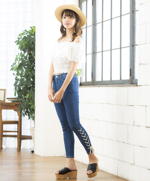 WEGO(ウィゴー)の「WEGO/スカラップコットンレースフリルオフショルブラウス(シャツ/ブラウス・レディース・ホワイト/イエロー・FREE)」の20枚目の写真
