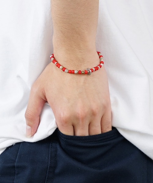 ROOPTOKYO(ループトウキョウ)の「AkashicTree / アカシックツリー MATURAL STONE(SHELL) BRACELET(ブレスレット・メンズ・レッド・FREE)」の2枚目の写真