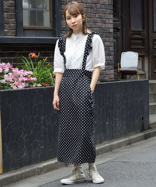 W Closet ダブルクローゼット の ドット柄サス付きナロースカート スカート Wear