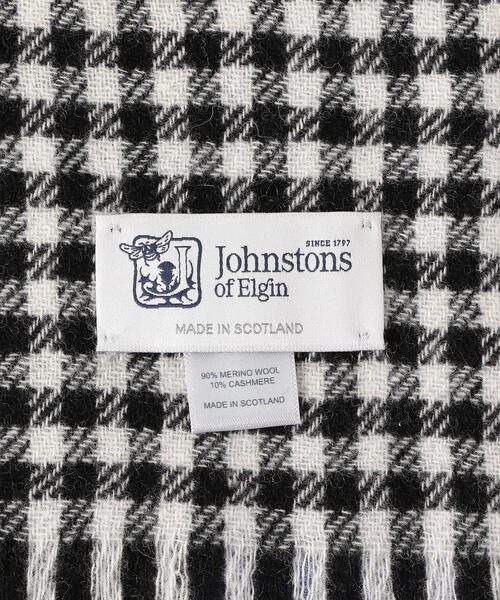 JOHNSTONS OF ELGIN 新品 黒×白 チェック JOHNSTONS OF ELGIN 新品 黒×白 チェック JOHNSTONS OF ELGIN