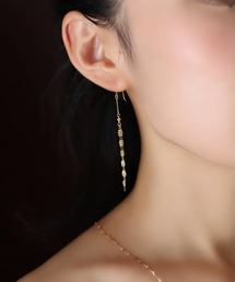 lily of the valley | 【K18】クローバーチェーンドロップフックピアス(ピアス（両耳用）)