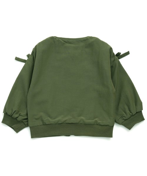 apres les cours(アプレレクール)の「肩シャーリングリボンジャケット(ノーカラージャケット・キッズ・ネイビー/カーキ・90/100/110/120/80/130/140)」の3枚目の写真