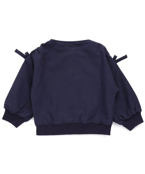 apres les cours(アプレレクール)の「肩シャーリングリボンジャケット(ノーカラージャケット・キッズ・ネイビー/カーキ・90/100/110/120/80/130/140)」の4枚目の写真