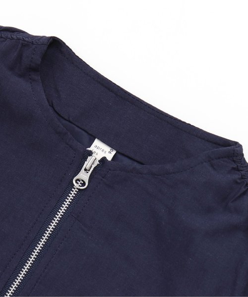 apres les cours(アプレレクール)の「肩シャーリングリボンジャケット(ノーカラージャケット・キッズ・ネイビー/カーキ・90/100/110/120/80/130/140)」の5枚目の写真