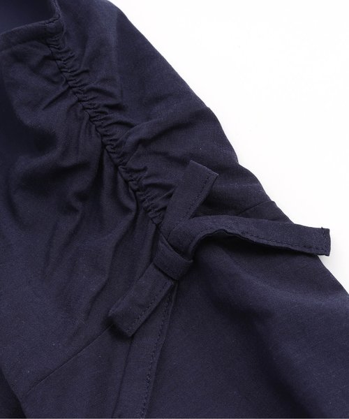 apres les cours(アプレレクール)の「肩シャーリングリボンジャケット(ノーカラージャケット・キッズ・ネイビー/カーキ・90/100/110/120/80/130/140)」の6枚目の写真