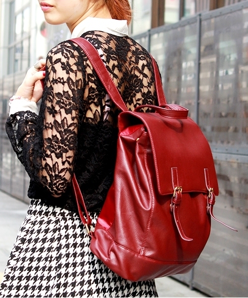 WEGO（ウィゴー）の「WEGO/ダブルベルトリュック（バックパック/リュック・レディース・ブラック/ネイビー/ワイン・FREE）」の3枚目の写真