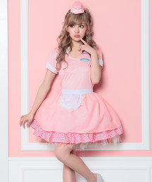 Tika（ティカ）の「ウエイトレスコスチューム半袖フレアワンピース2点セット（コスチューム/パーティーグッズ）」