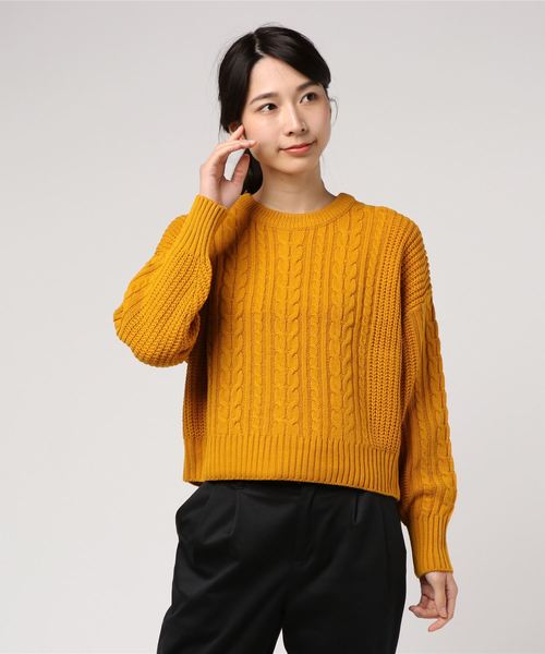 WEGO（ウィゴー）の「WEGO/ケーブルニット（ニット/セーター・レディース・ダークグリーン/ブラウン/アイボリー/マスタード/杢グレー/ライトピンク/ワイン/ライトベージュ/パープル・FREE）」の13枚目の写真