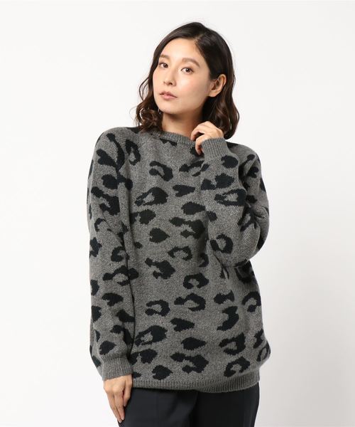 Editt by YECCA VECCA(エディットバイイェッカヴェッカ)の「・レオパードニットプルオーバー(ニット/セーター・レディース・ベージュ/グレー・FREE)」の14枚目の写真