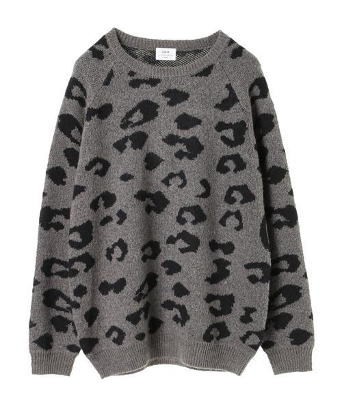 Editt by YECCA VECCA(エディットバイイェッカヴェッカ)の「・レオパードニットプルオーバー(ニット/セーター・レディース・ベージュ/グレー・FREE)」の3枚目の写真