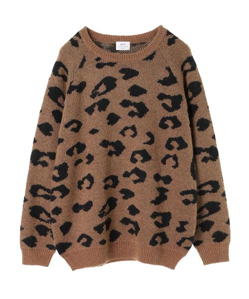 Editt by YECCA VECCA(エディットバイイェッカヴェッカ)の「・レオパードニットプルオーバー(ニット/セーター・レディース・ベージュ/グレー・FREE)」の4枚目の写真