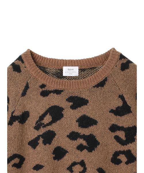 Editt by YECCA VECCA(エディットバイイェッカヴェッカ)の「・レオパードニットプルオーバー(ニット/セーター・レディース・ベージュ/グレー・FREE)」の7枚目の写真
