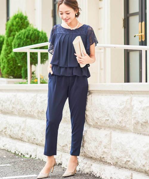 Fashion Letter（ファッションレター）の「レース×テーパード 結婚式パンツドレス（パンツドレス・レディース・ブラック/ネイビー/ベージュ系その他・9号/11号/19号/15号/13号/17号）」の3枚目の写真