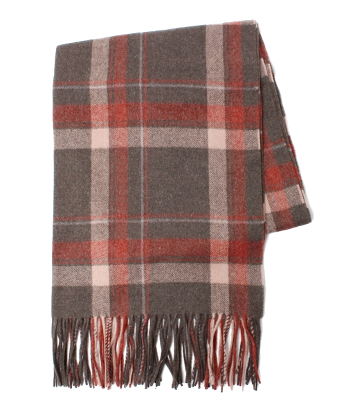 coen（コーエン）の「ウールチェックストール（ストール/ショール・レディース・ナチュラル/レッド/ダークグリーン/ライトブルー/ダークブラウン・フリー）」の2枚目の写真