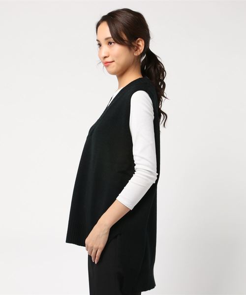 DING（ディング）の「DING/ビッグニットベスト（ベスト・レディース・ホワイト/ブラック/ピンク・FREE）」の4枚目の写真