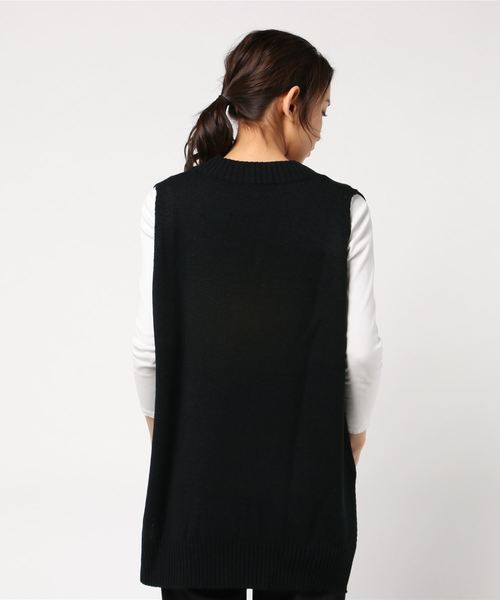 DING（ディング）の「DING/ビッグニットベスト（ベスト・レディース・ホワイト/ブラック/ピンク・FREE）」の5枚目の写真