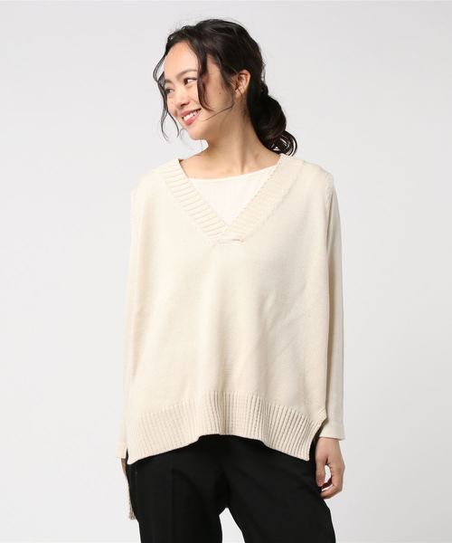 DING（ディング）の「DING/ビッグニットベスト（ベスト・レディース・ホワイト/ブラック/ピンク・FREE）」の9枚目の写真