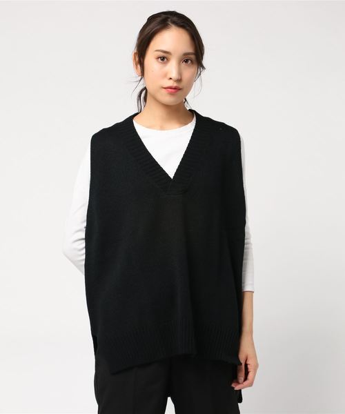 DING（ディング）の「DING/ビッグニットベスト（ベスト・レディース・ホワイト/ブラック/ピンク・FREE）」の10枚目の写真