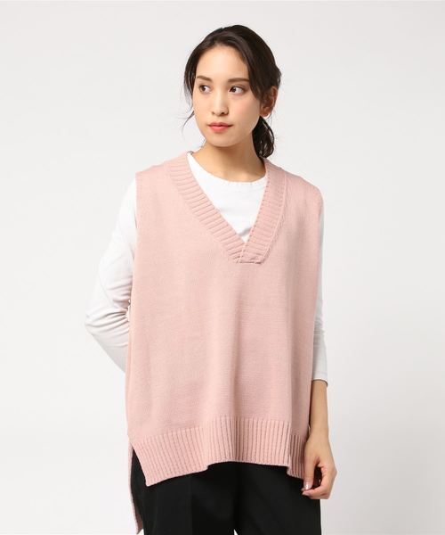 DING（ディング）の「DING/ビッグニットベスト（ベスト・レディース・ホワイト/ブラック/ピンク・FREE）」の11枚目の写真